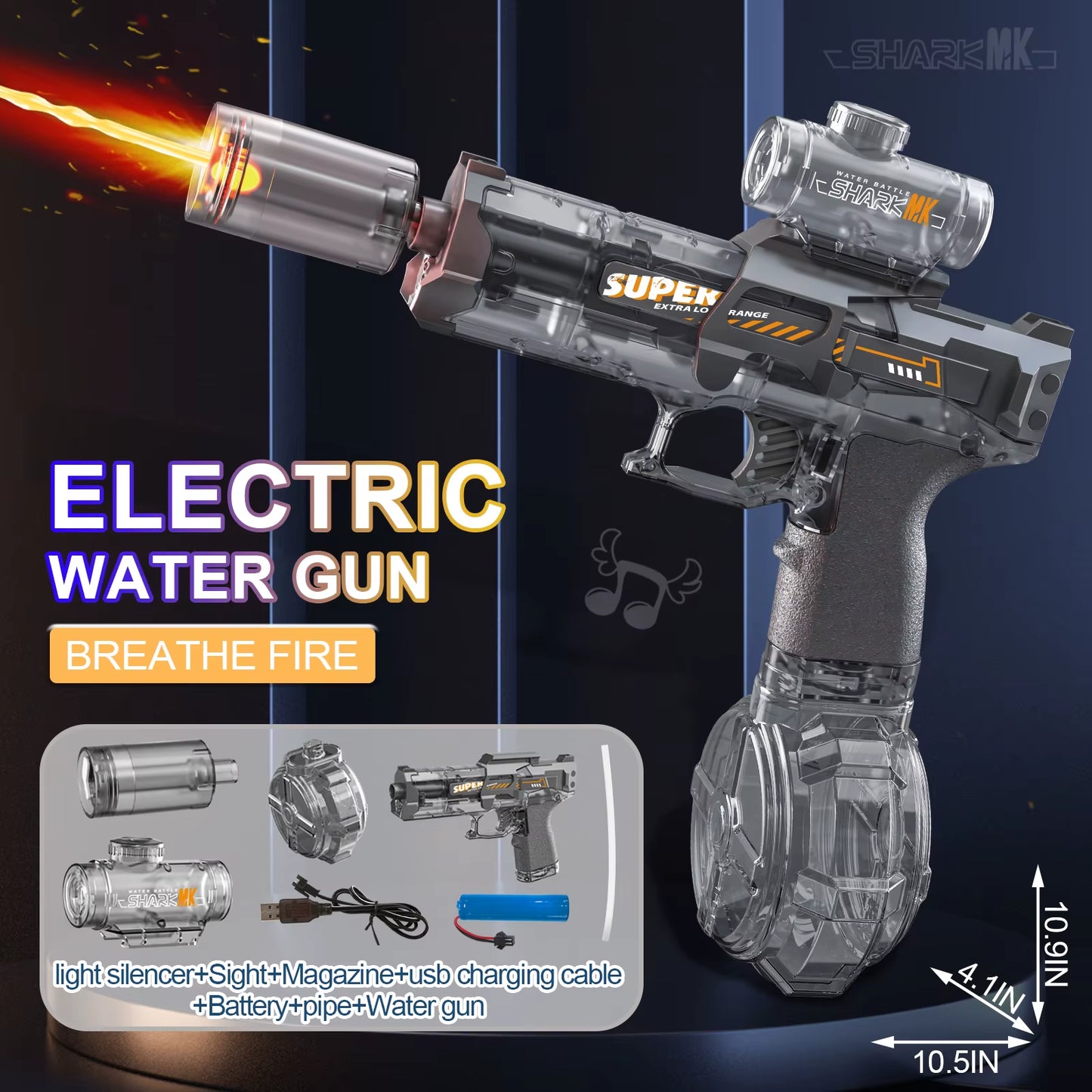Electric Water Gun for Kids – Simulated Flame Effect, LED Sensor Lights, Automatic Spray | Fun Outdoor Summer Beach & Pool Toy