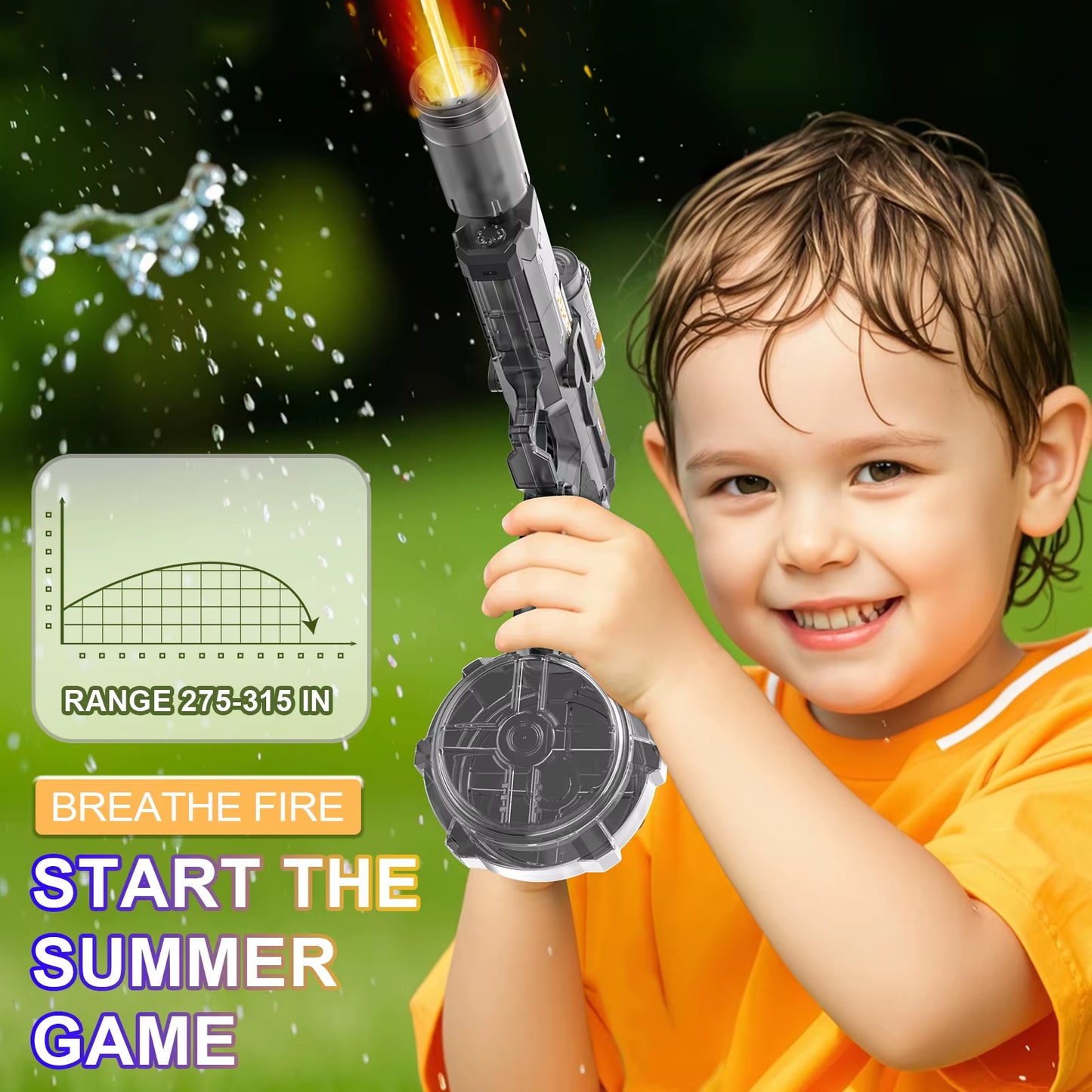 Electric Water Gun for Kids – Simulated Flame Effect, LED Sensor Lights, Automatic Spray | Fun Outdoor Summer Beach & Pool Toy