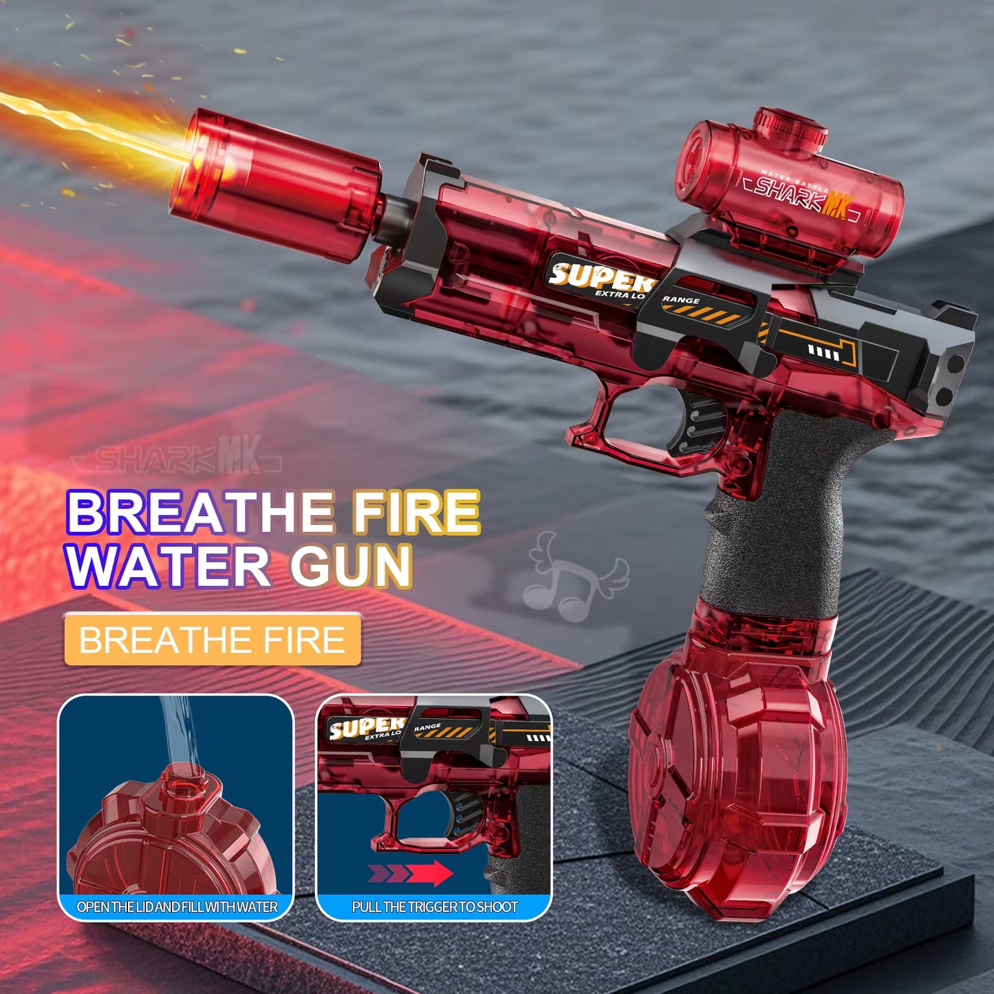 Electric Water Gun for Kids – Simulated Flame Effect, LED Sensor Lights, Automatic Spray | Fun Outdoor Summer Beach & Pool Toy