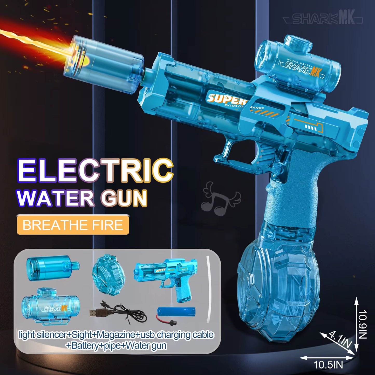 Electric Water Gun for Kids – Simulated Flame Effect, LED Sensor Lights, Automatic Spray | Fun Outdoor Summer Beach & Pool Toy