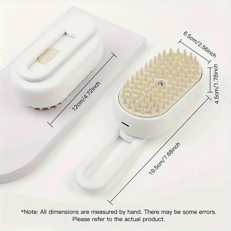 2-in-1 Pet Spray Massage Brush – Steam Spray & Hair Removal Comb for Cats & Dogs – Rotatable, Foldable Grooming Tool for Bath & Detangling