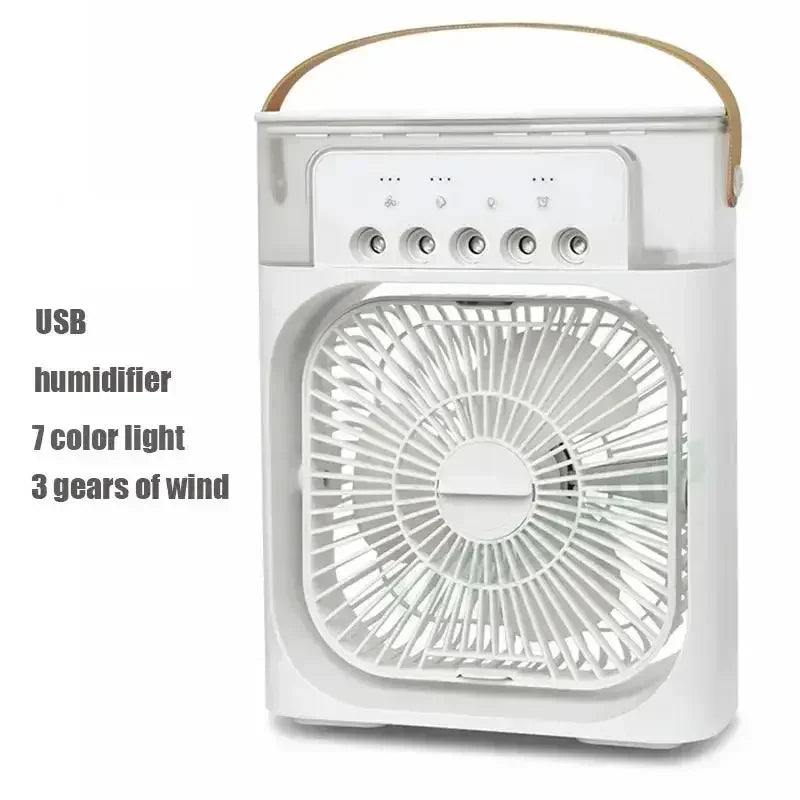 3-in-1 Portable Mini Air Cooler Fan – Evaporative Mist Cooling with Water & LED Light – Ideal for Home, Office, Bedroom & Desktop