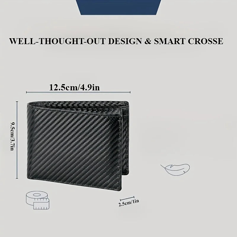 2025 Men's RFID Wallet with Coin Pocket – Slim Carbon Fiber Bifold Wallet for Security & Style