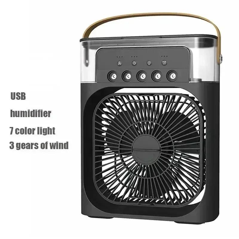 3-in-1 Portable Mini Air Cooler Fan – Evaporative Mist Cooling with Water & LED Light – Ideal for Home, Office, Bedroom & Desktop