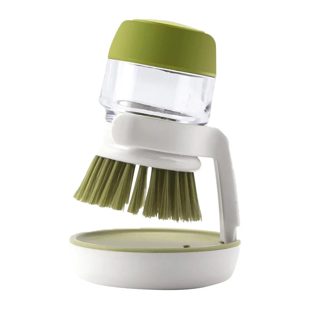 Multifunctional Kitchen Scrub Brush with Soap Dispenser – Press Dish Cleaning Brush for Sink, Pots & Pans
