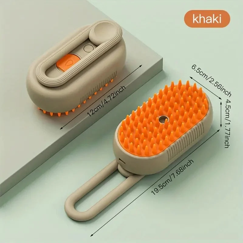 2-in-1 Pet Spray Massage Brush – Steam Spray & Hair Removal Comb for Cats & Dogs – Rotatable, Foldable Grooming Tool for Bath & Detangling