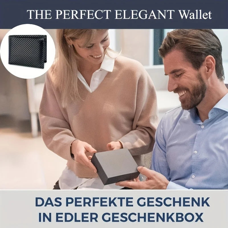 2025 Men's RFID Wallet with Coin Pocket – Slim Carbon Fiber Bifold Wallet for Security & Style