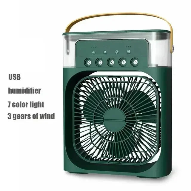 3-in-1 Portable Mini Air Cooler Fan – Evaporative Mist Cooling with Water & LED Light – Ideal for Home, Office, Bedroom & Desktop