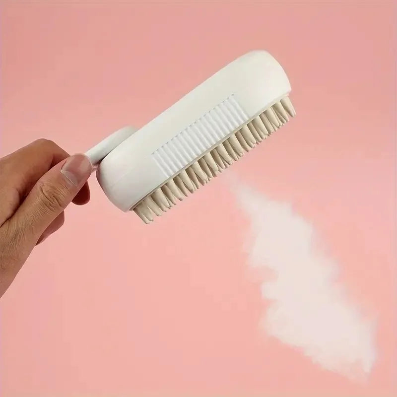 2-in-1 Pet Spray Massage Brush – Steam Spray & Hair Removal Comb for Cats & Dogs – Rotatable, Foldable Grooming Tool for Bath & Detangling