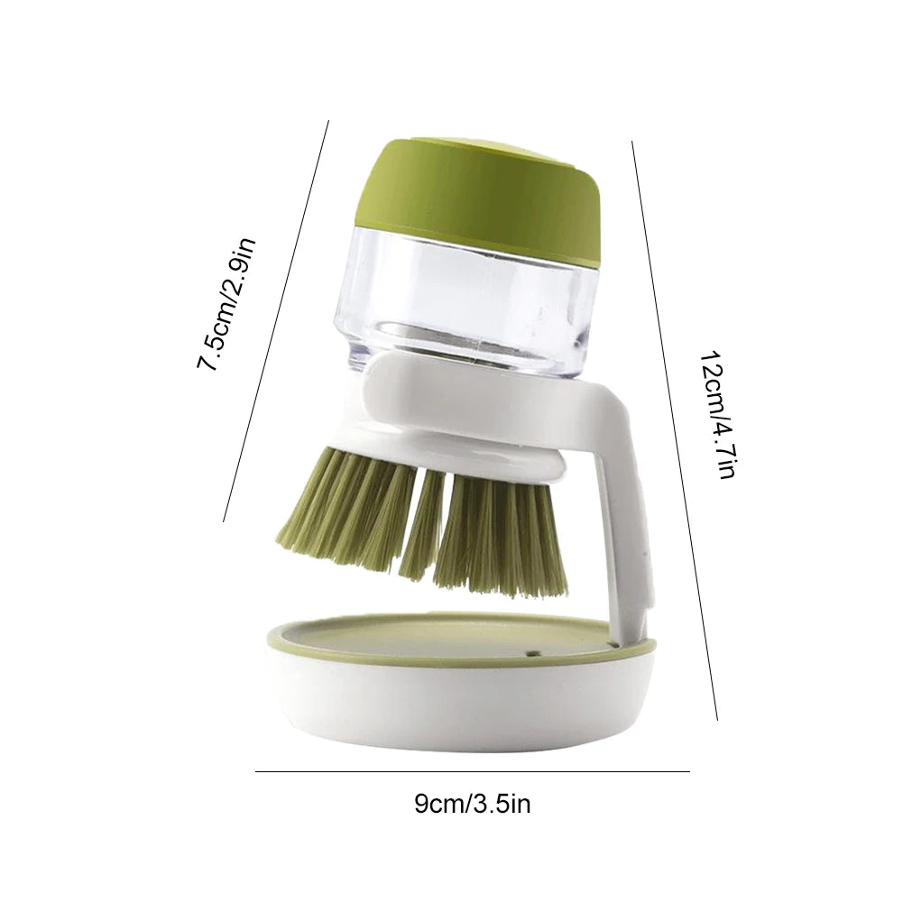 Multifunctional Kitchen Scrub Brush with Soap Dispenser – Press Dish Cleaning Brush for Sink, Pots & Pans