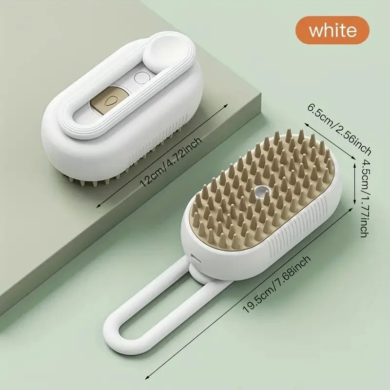 2-in-1 Pet Spray Massage Brush – Steam Spray & Hair Removal Comb for Cats & Dogs – Rotatable, Foldable Grooming Tool for Bath & Detangling